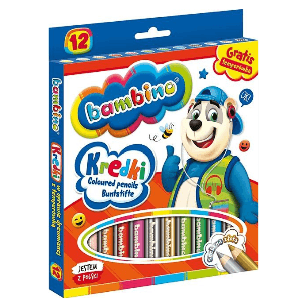 Kredki grube okrągłe 12 kolorów Bambino